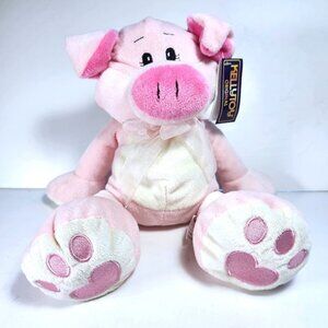 Kelly Toy Plush Pig Pink with White belly Hearts on the Feet 12 1/2" with Tags